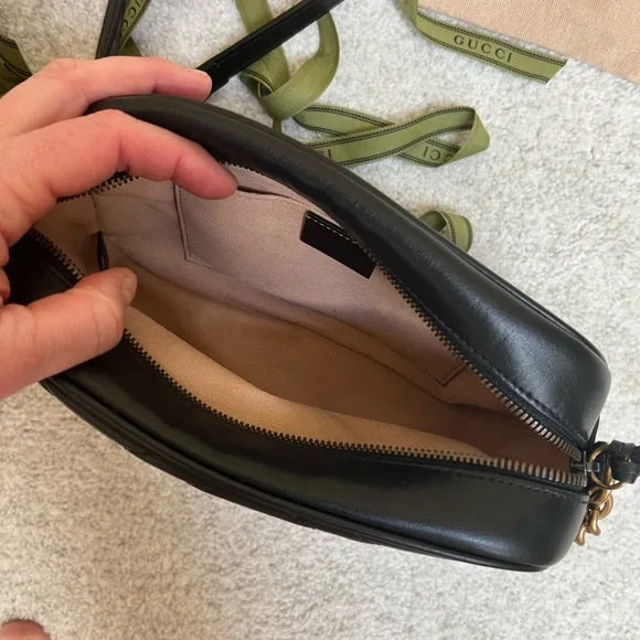 Gucci Black Leather Marmot double G Crossbody Bag - Picture 4 of 4